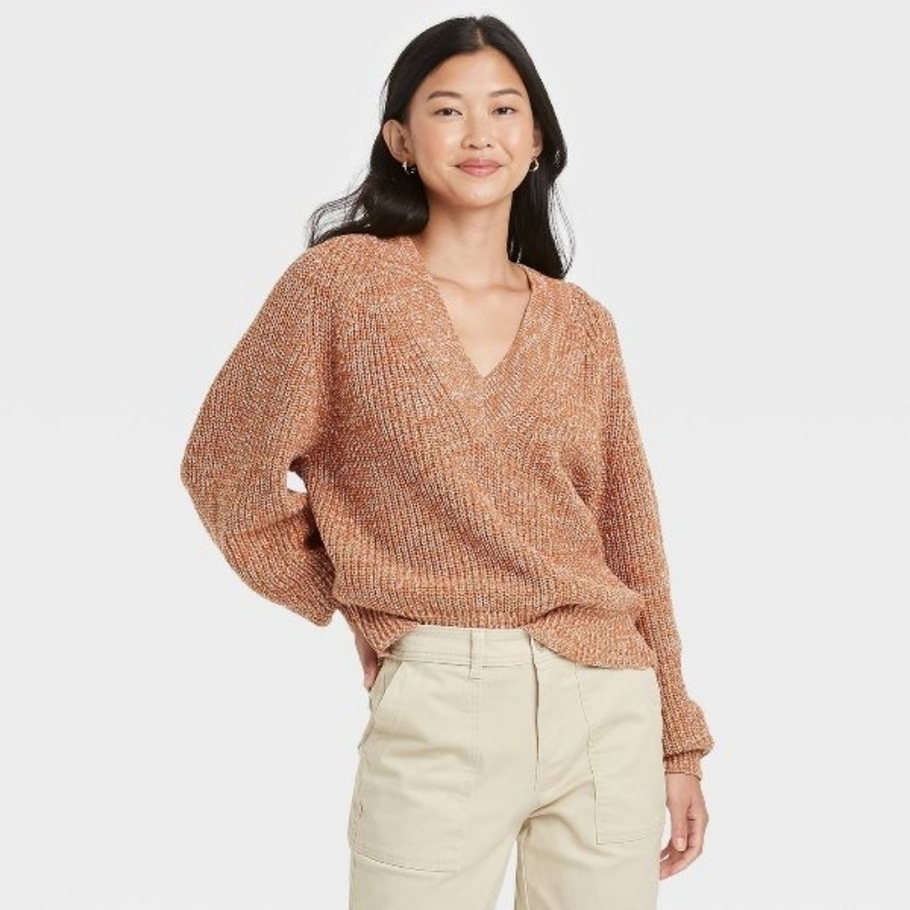 Target A New Day Rust V-neck Pullover Sweater XS 2021